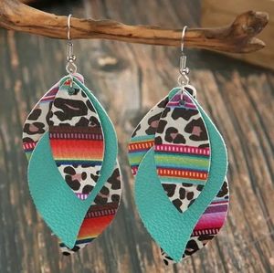 S-Shaped MultiLayer Colorful Leopard Dangle Earrings